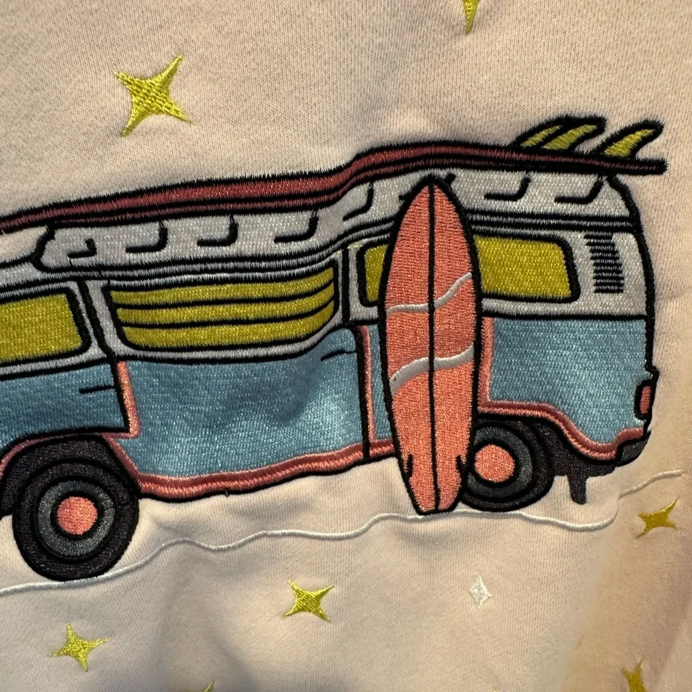 Sunkissed Coconut Light Pink Embroidered Camper Sweatshirt Size XXL - Picture 3 of 15